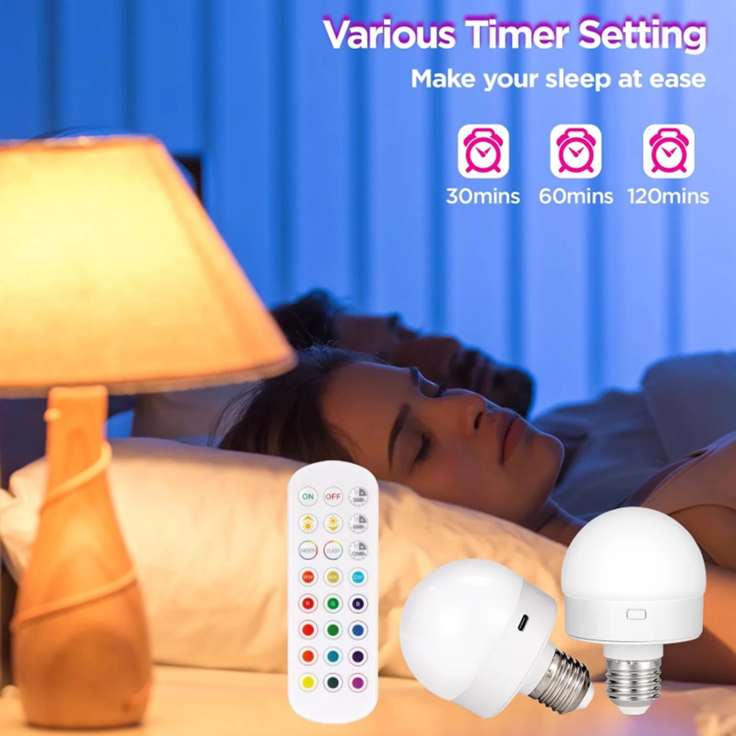 Nooknova Rechargeable Light Bulbs Remote Control Battery Operated