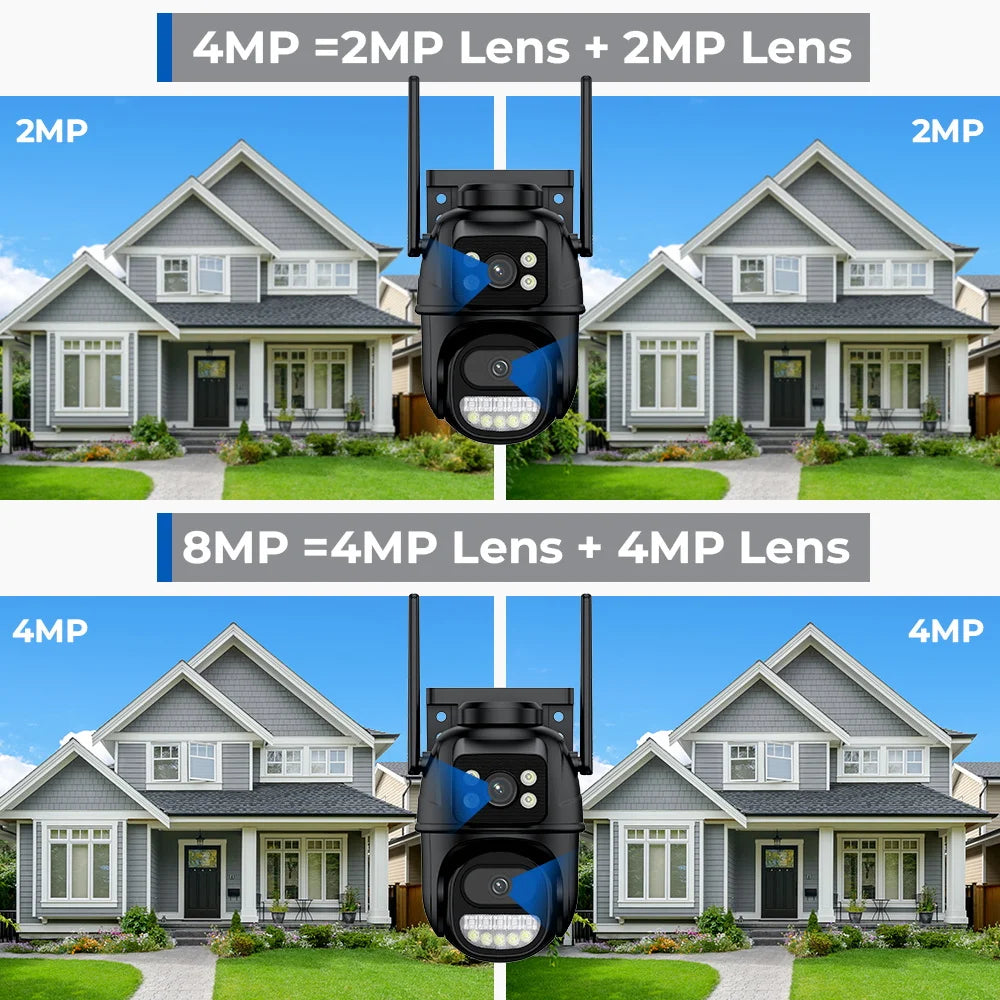 8MP 4K Wifi Street IP camera Dual Lens Dual Screens Outdoor