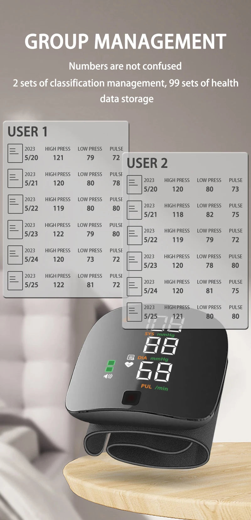 Korean Digital Recharge Wrist Blood Pressure Monitor