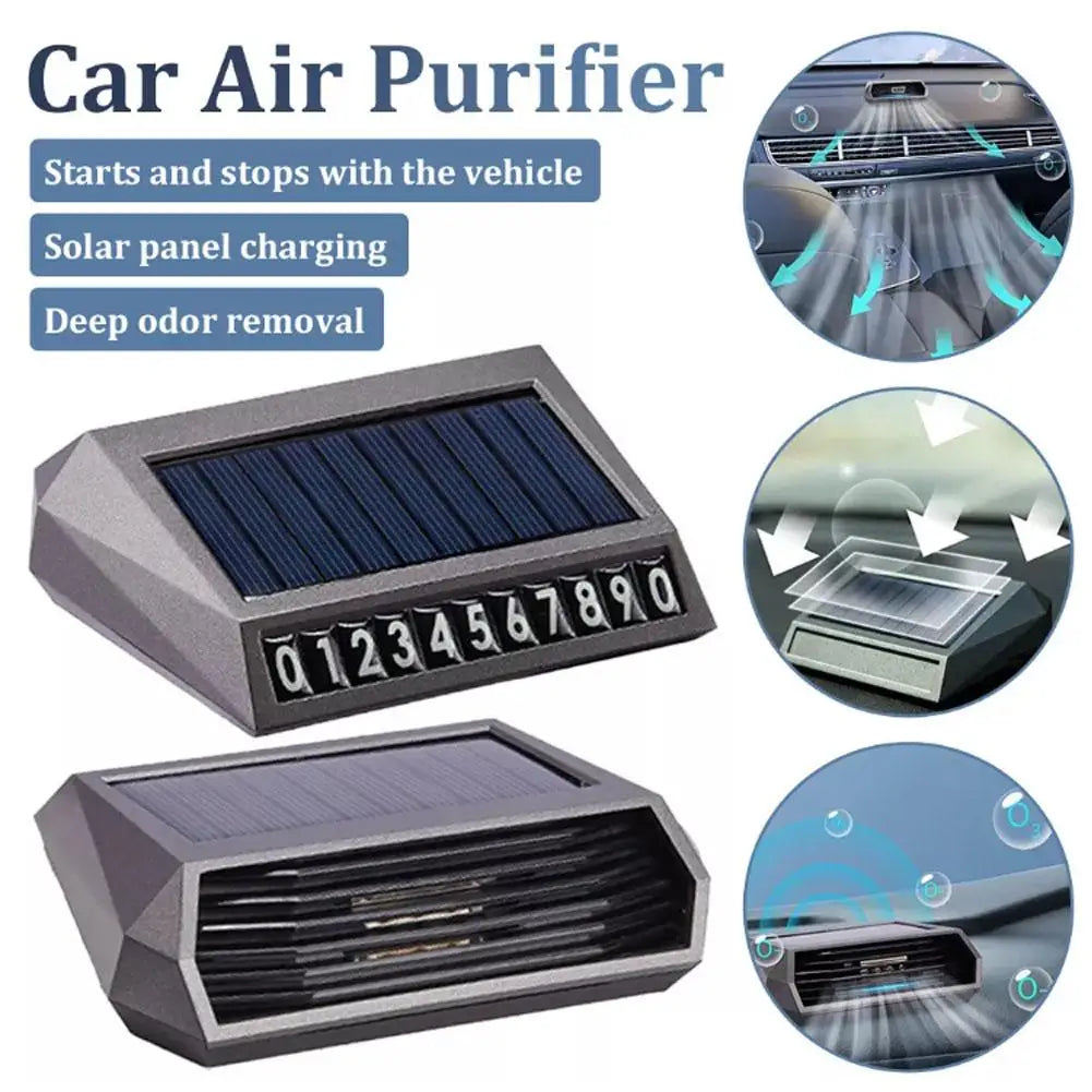 Solar Powered Car Air Purifier With Deodorizing Sterilizing Changing