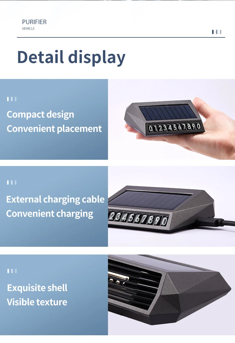 Solar Car Air Purifier Oxygen Cleaner Ozone Generator Smoke