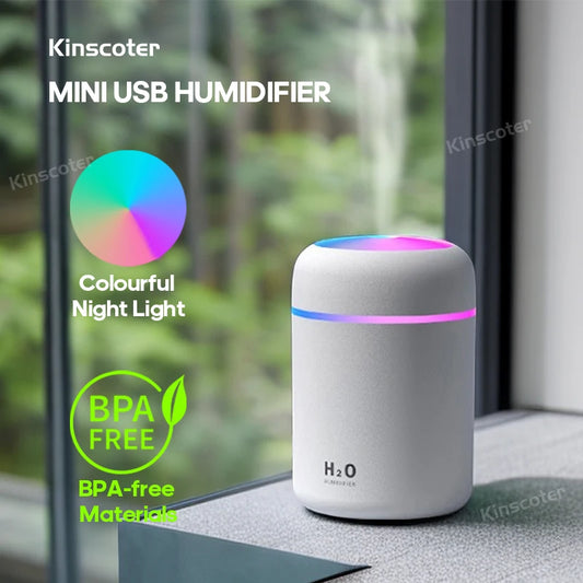 Kinscoter 300ml H2O Air Humidifier Portable Mini USB Aroma