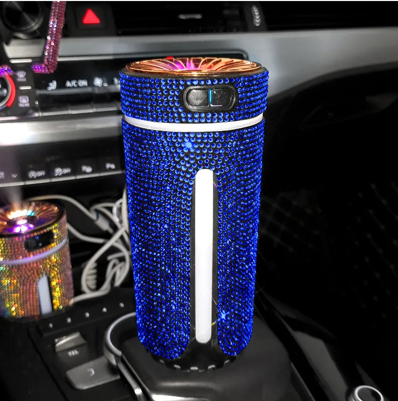 Luxury Diamond Humidifier LED Light Car Diffuser Auto Air Purifier