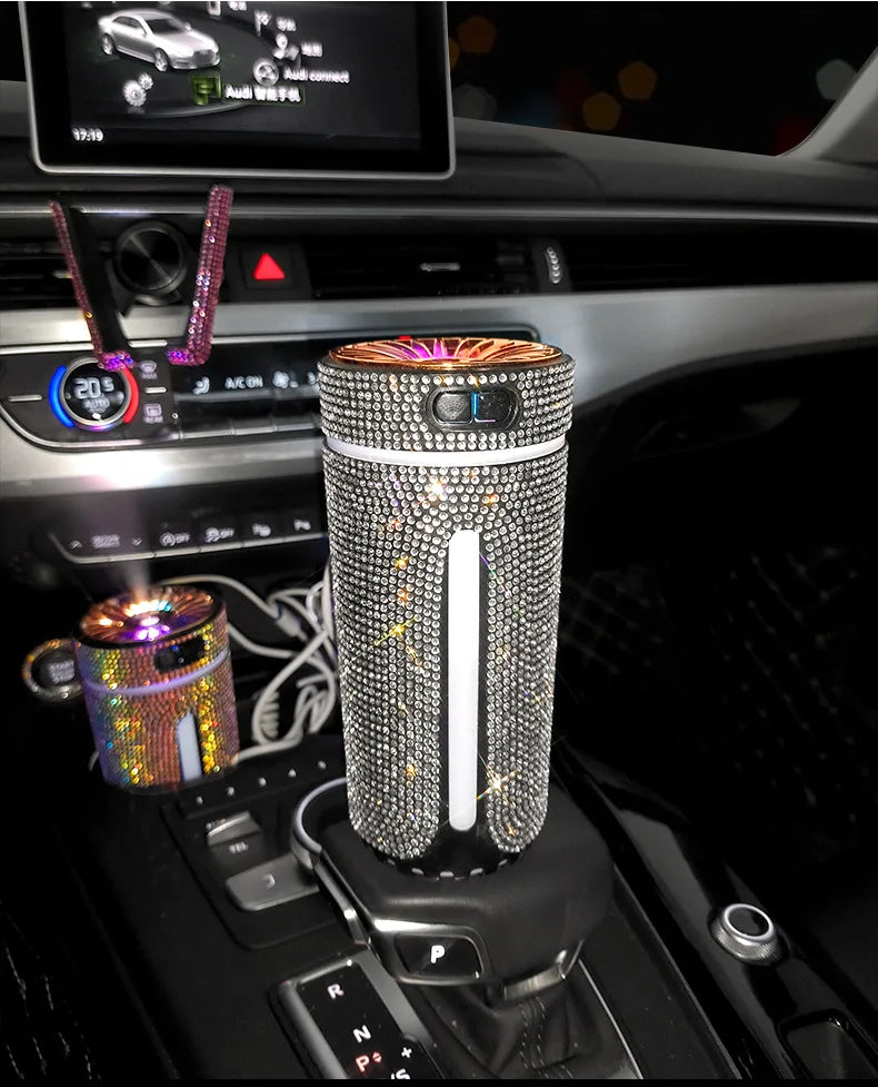 Luxury Diamond Humidifier LED Light Car Diffuser Auto Air Purifier