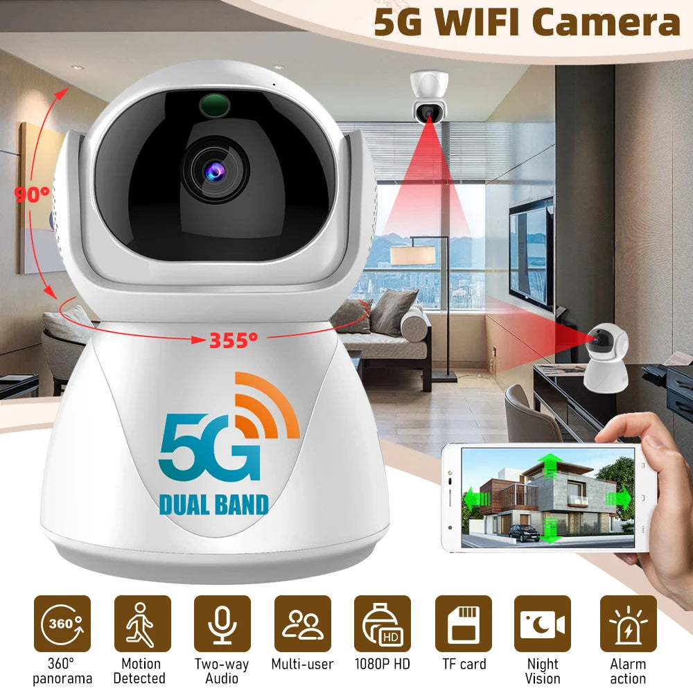 5G Indoor Wifi Camera HD 360° dual-frequency Surveillance Security