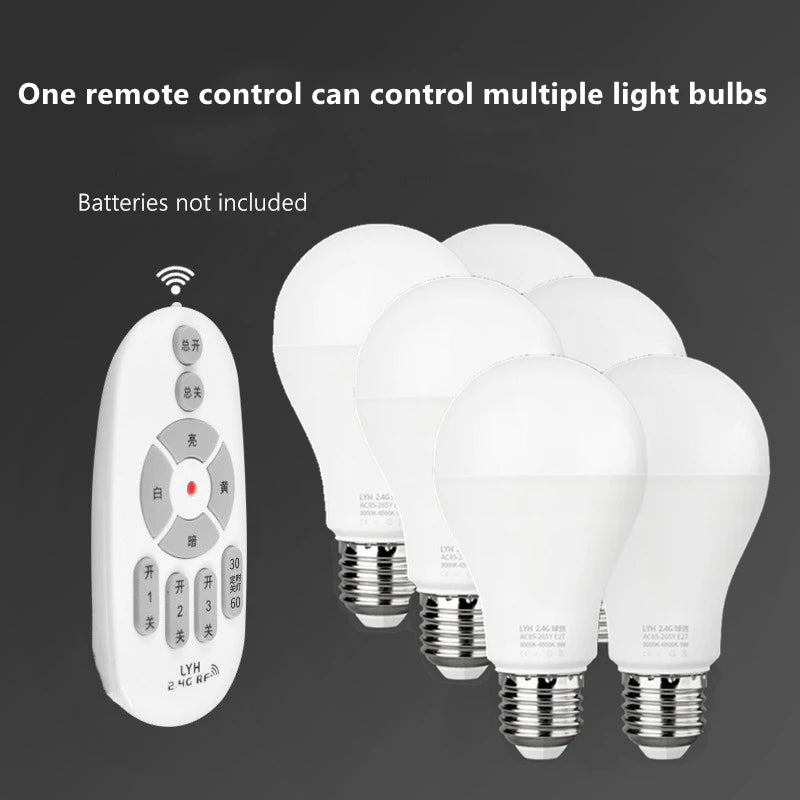 2.4G RF Smart LED Bulb E27 AC86-265V Remote Control Warm