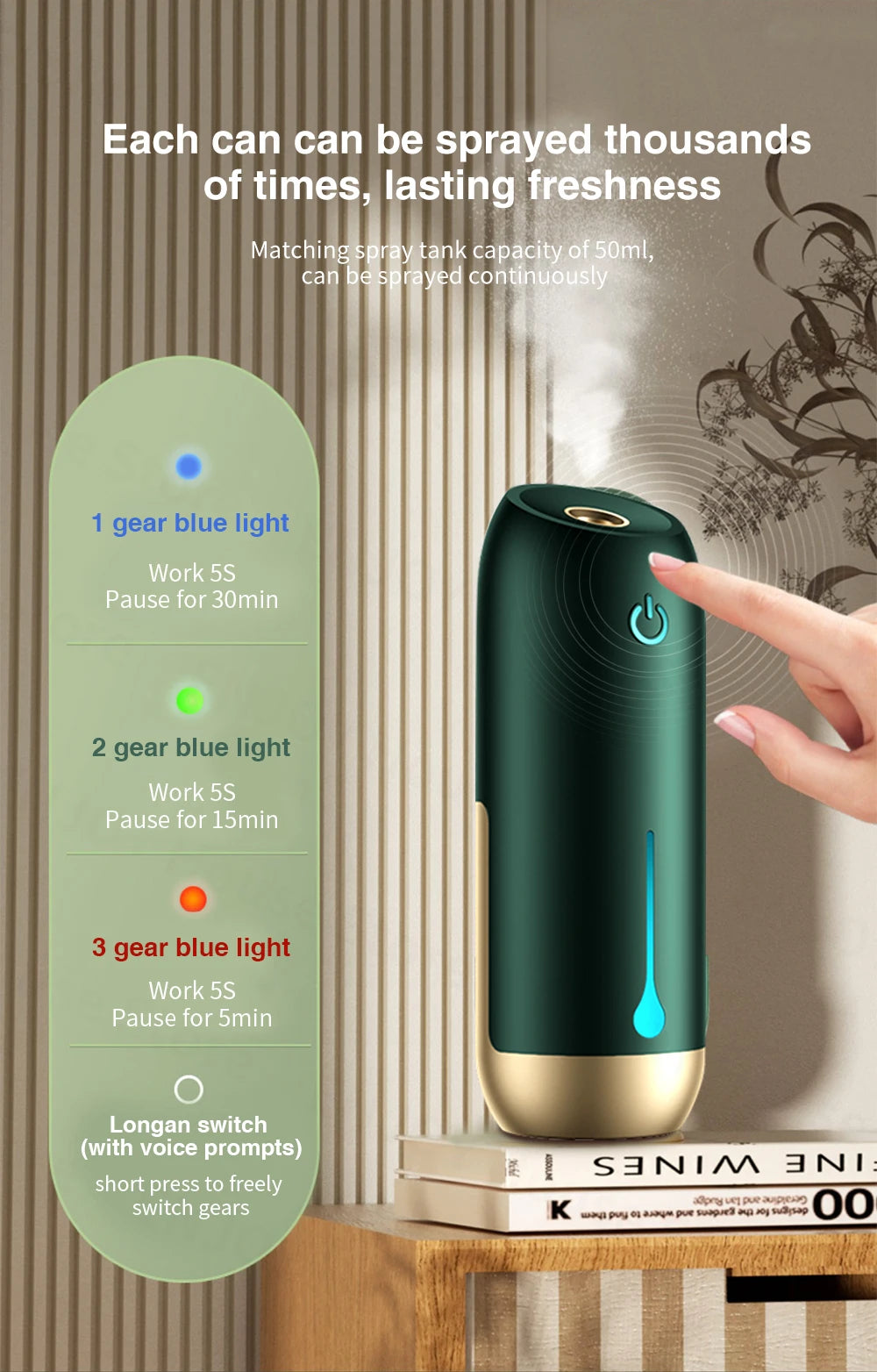 Portable Aroma Diffuser 3 Modes Type-C USB Home Room Fragrance