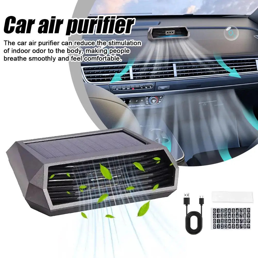 Solar Powered Car Air Purifier With Deodorizing Sterilizing Changing