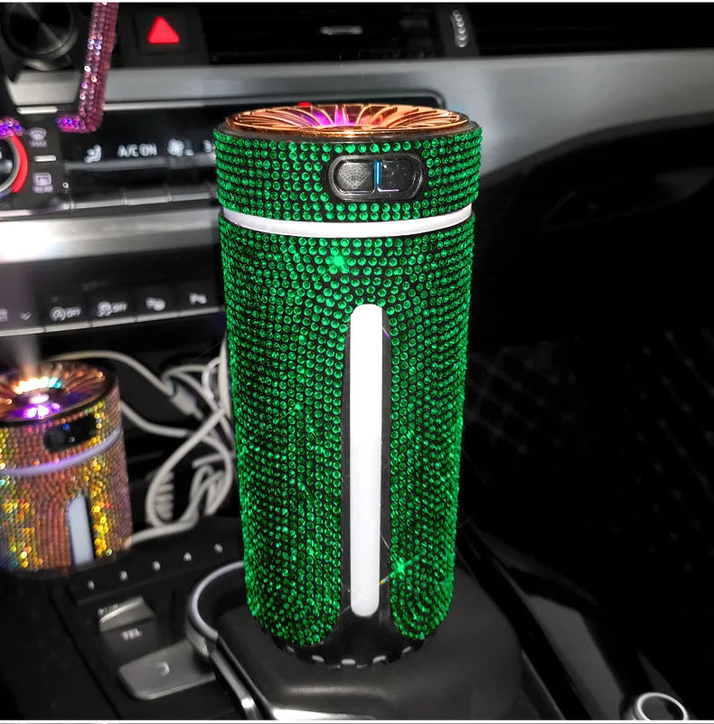 Luxury Diamond Humidifier LED Light Car Diffuser Auto Air Purifier