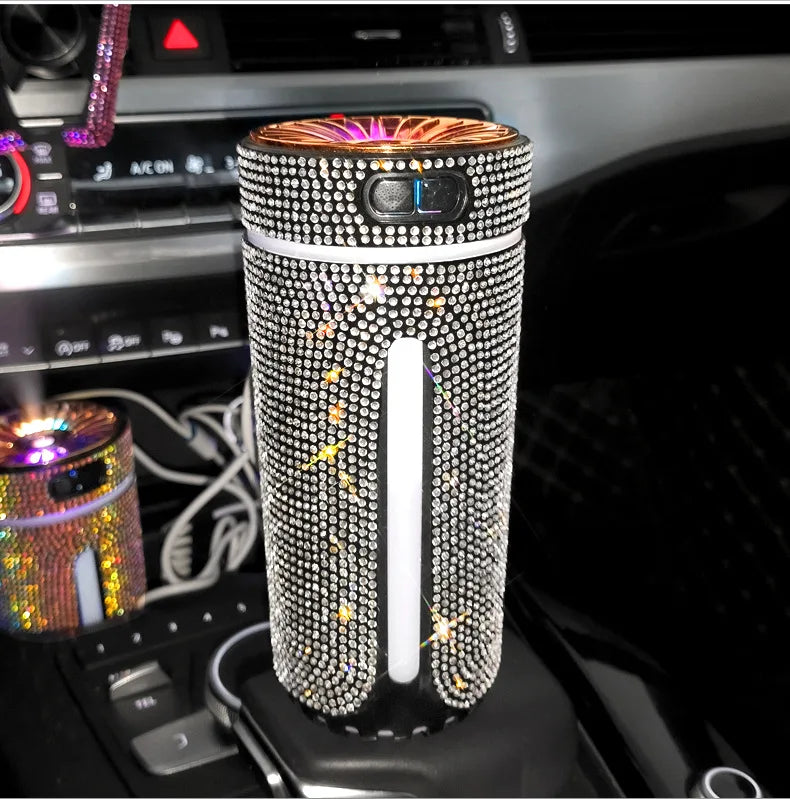 Luxury Diamond Humidifier LED Light Car Diffuser Auto Air Purifier