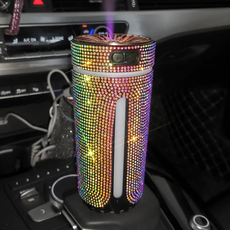 Luxury Diamond Humidifier LED Light Car Diffuser Auto Air Purifier