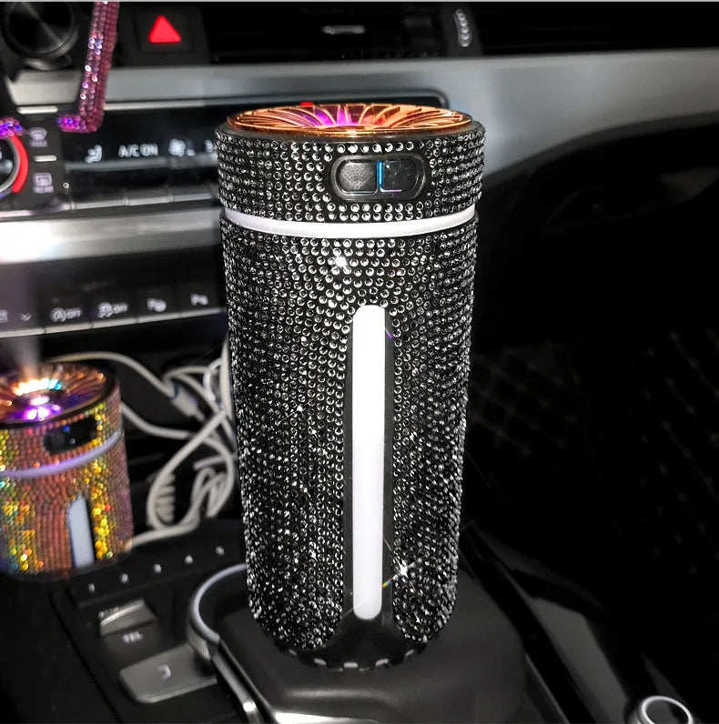 Luxury Diamond Humidifier LED Light Car Diffuser Auto Air Purifier